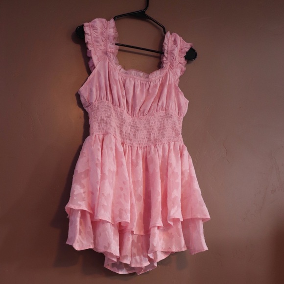 Pink Ruffled Sleeveless jump suit Dress - Picture 1 of 1